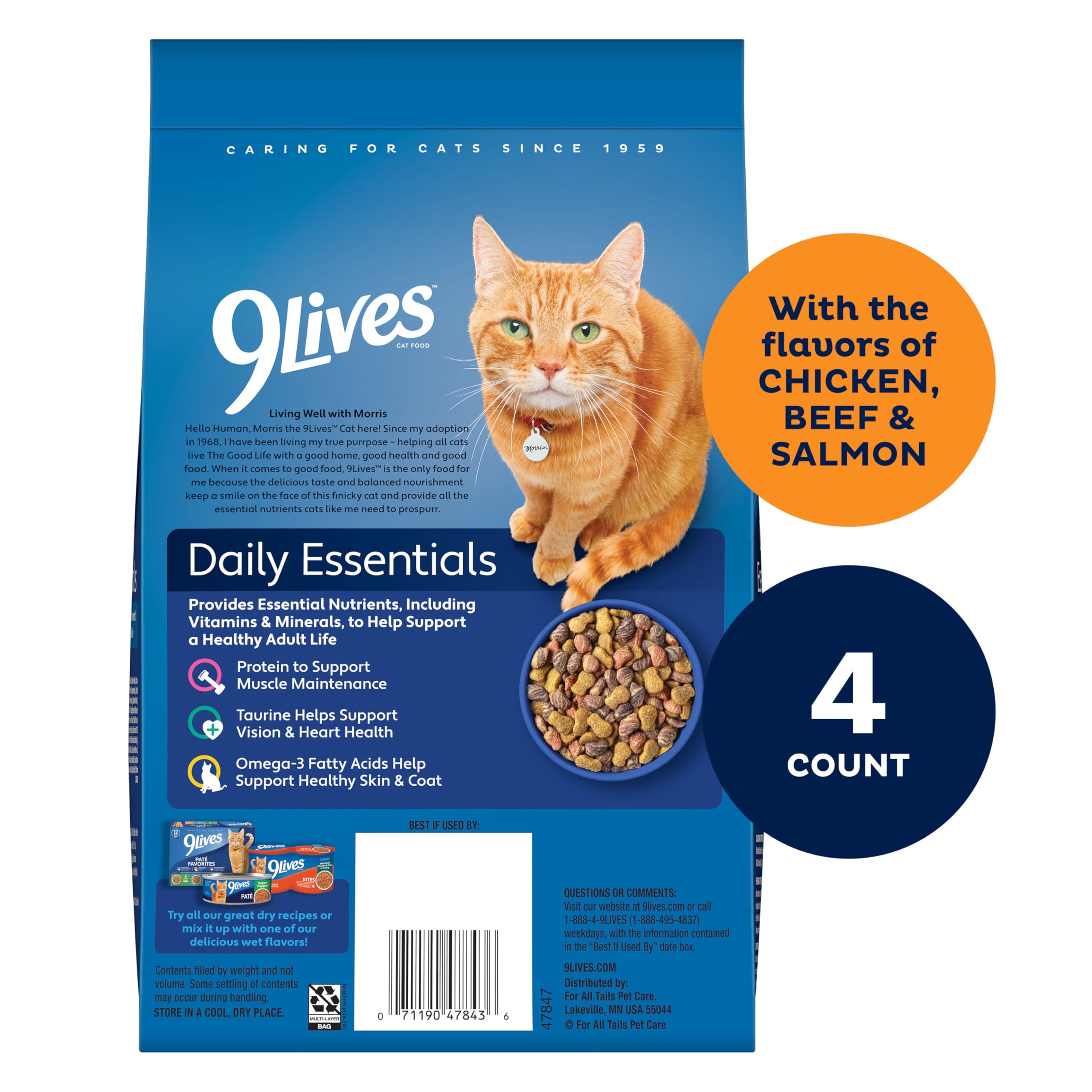 Croquettes boeuf 9Lives Indispensables quotidiens pour chat