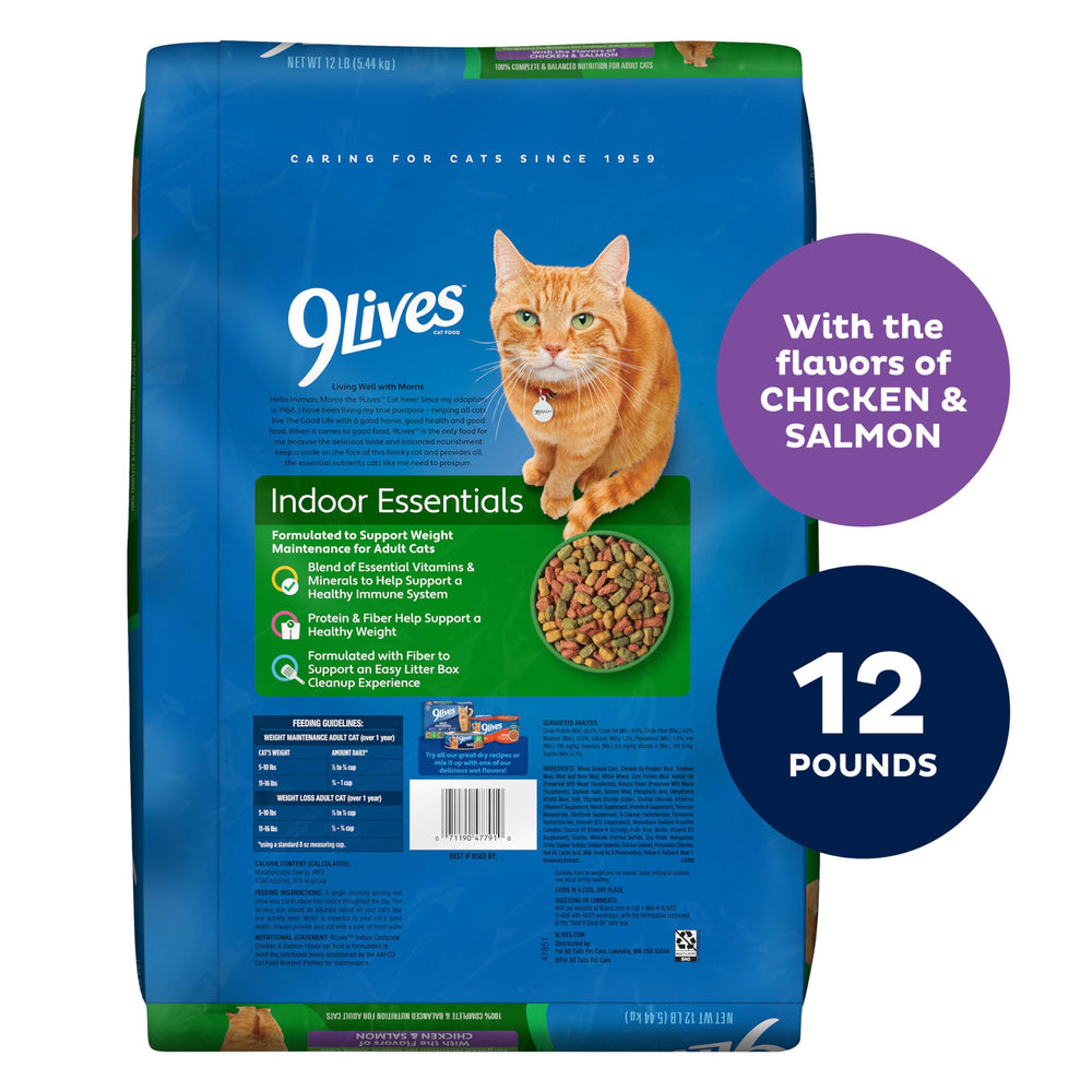 9Lives Indoor Essentials – protéines maigres et fibres pour un poids sain chez les chats.