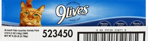 Coffret de 4 boîtes 9Lives Paté carnée Diner, texture tendre et goût riche.