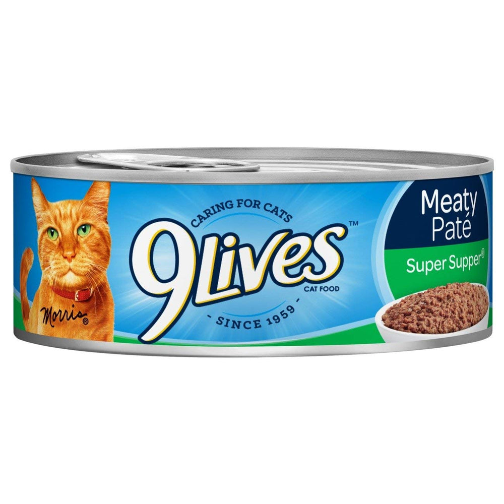 9Lives Pâté Viande Super Dîner pour chats — boîtes de 4, présentation appétissante.