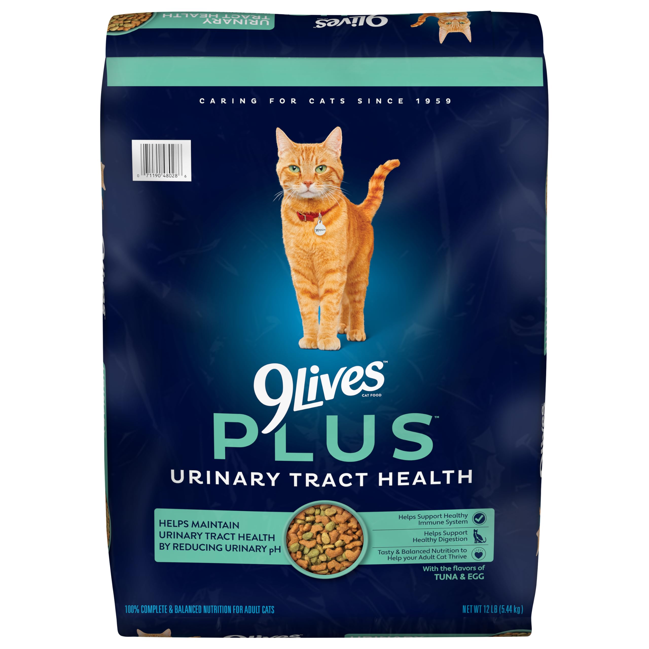Croquettes 9Lives Plus pour voies urinaires, soutien potentiel de la santé urinaire.