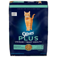 Croquettes 9Lives Plus pour voies urinaires, soutien potentiel de la santé urinaire.