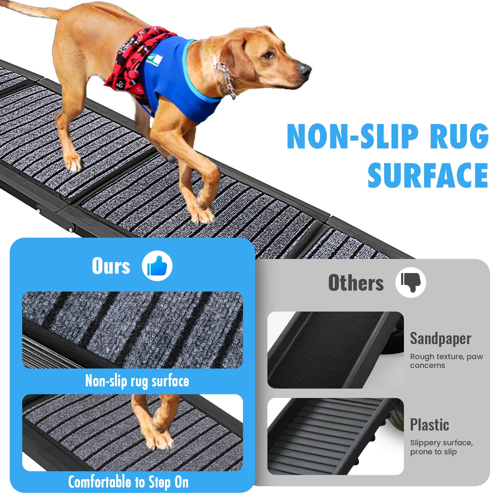 Surface antiderapante 9TH SHOP, rampe pour chien, sécurité renforcée.