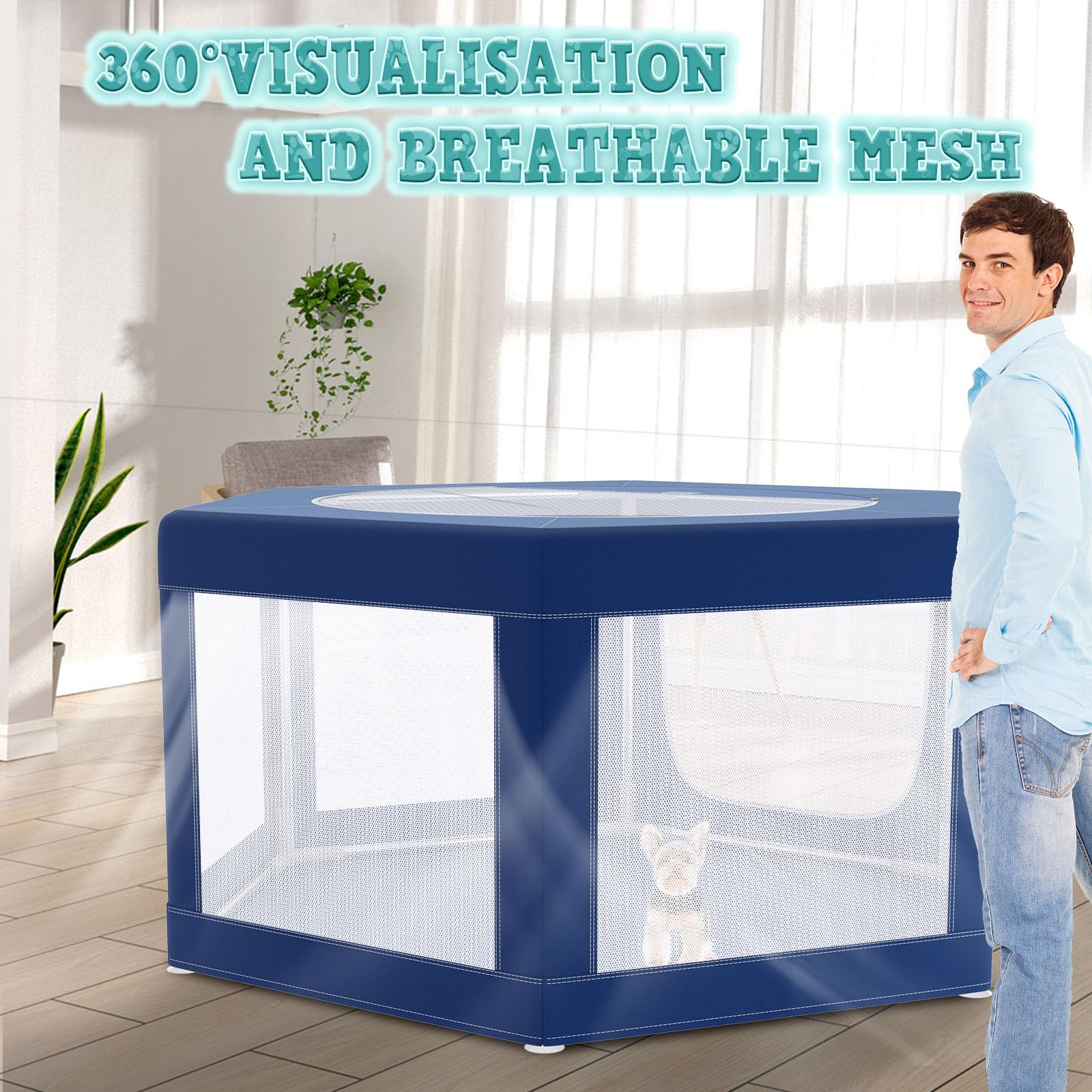 XVISHX parc chien hexagonal 45x45 montage et rangement faciles