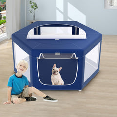 XVISHX parc-chien hexagonal 45x45: espace intérieur spacieux et sécurisé.