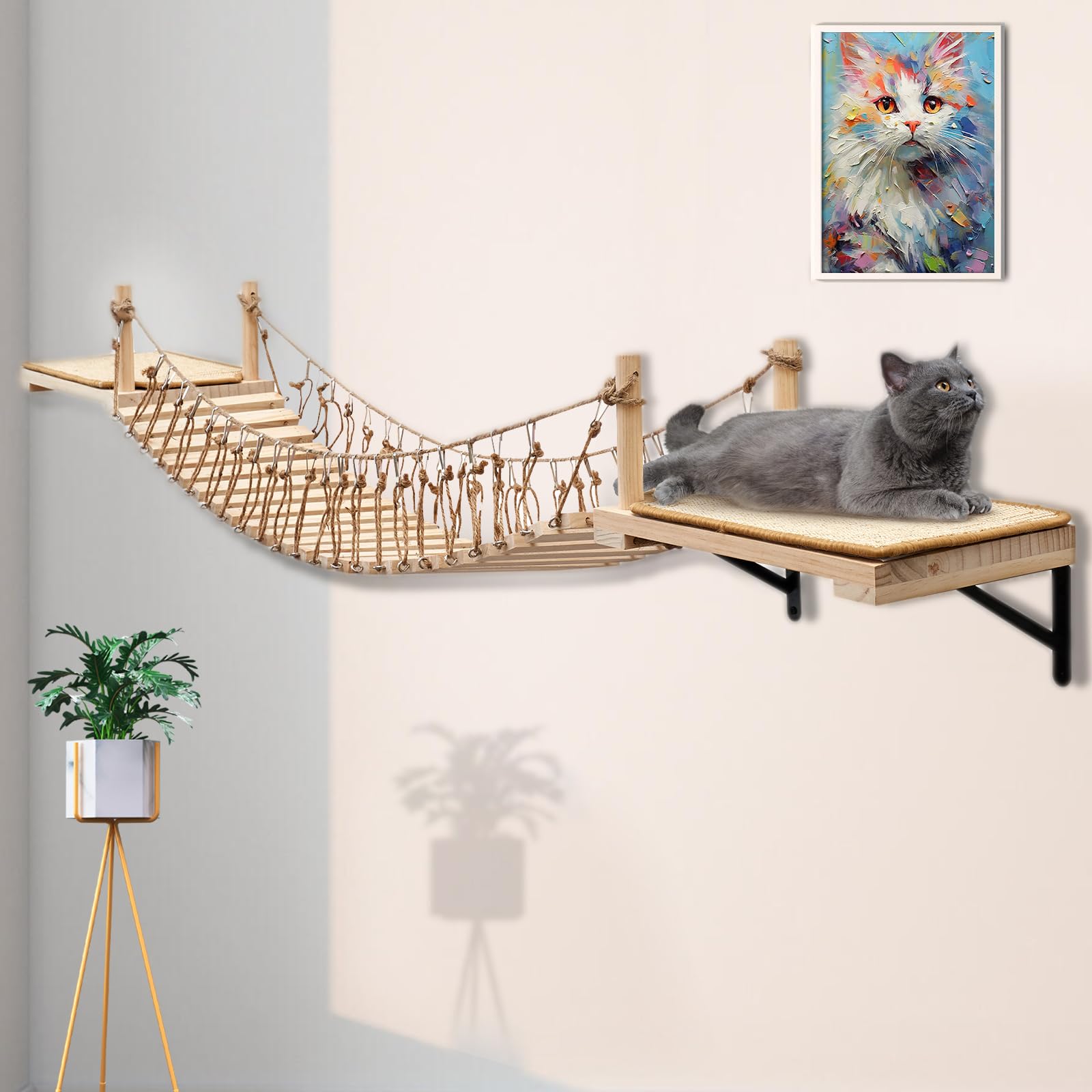 Ensemble mur-chat A.FATI, solution ludique et durable pour chats curieux.