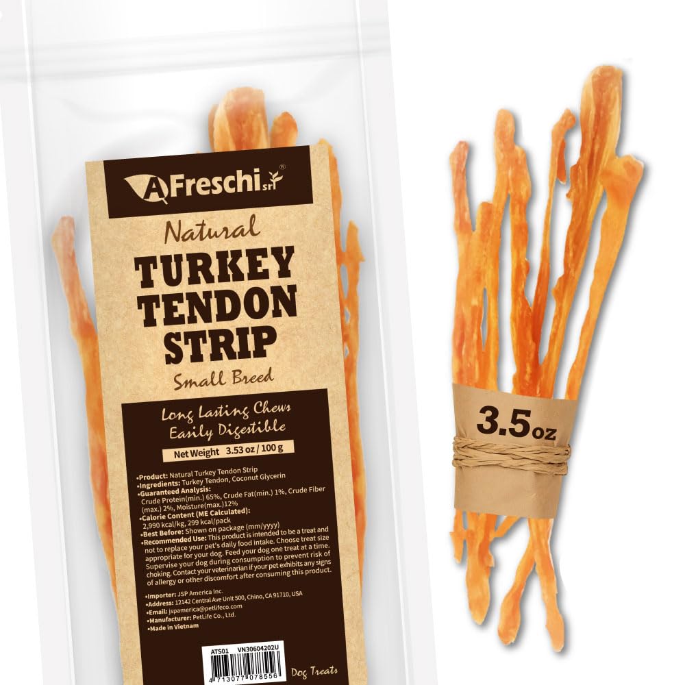 Tendons de dinde A Freschi srl issus des États‑Unis, récompense protéinée pour chien.