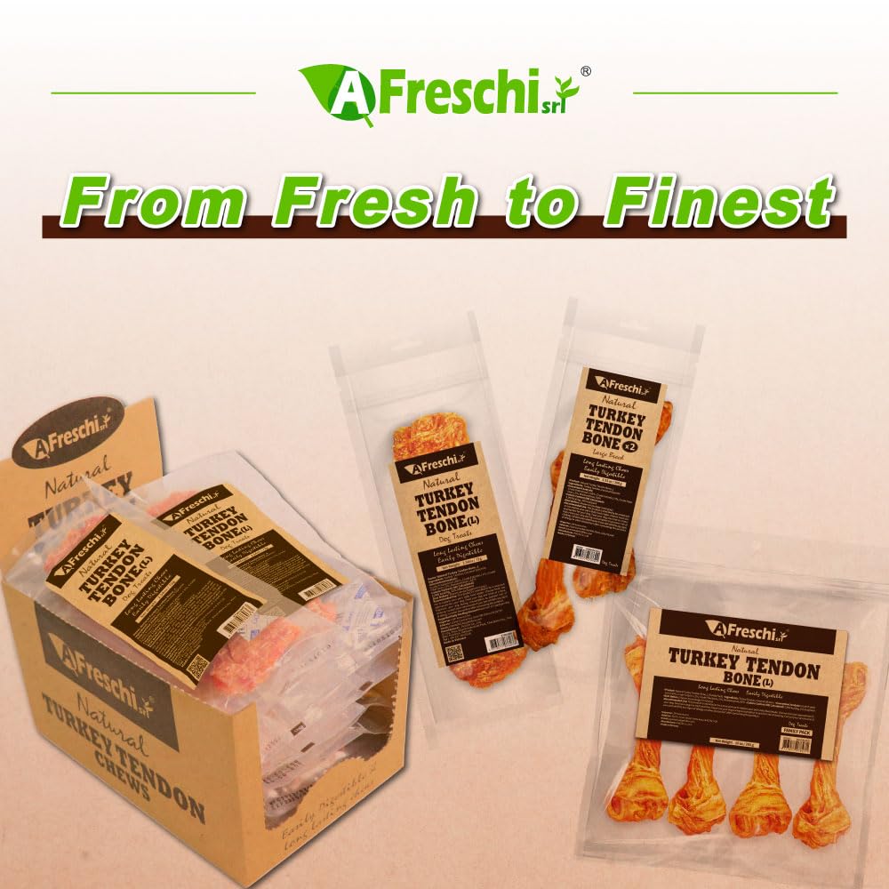Tendons de dinde riches en protéines A Freschi srl, choix sûr pour récompenser les chiens.