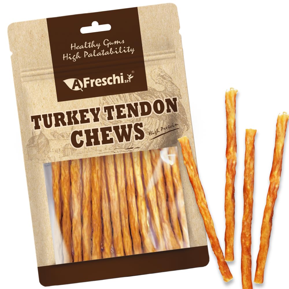 A Freschi Srl tendons dinde pour chien dans sac refermable, pratique pour l'entraînement.