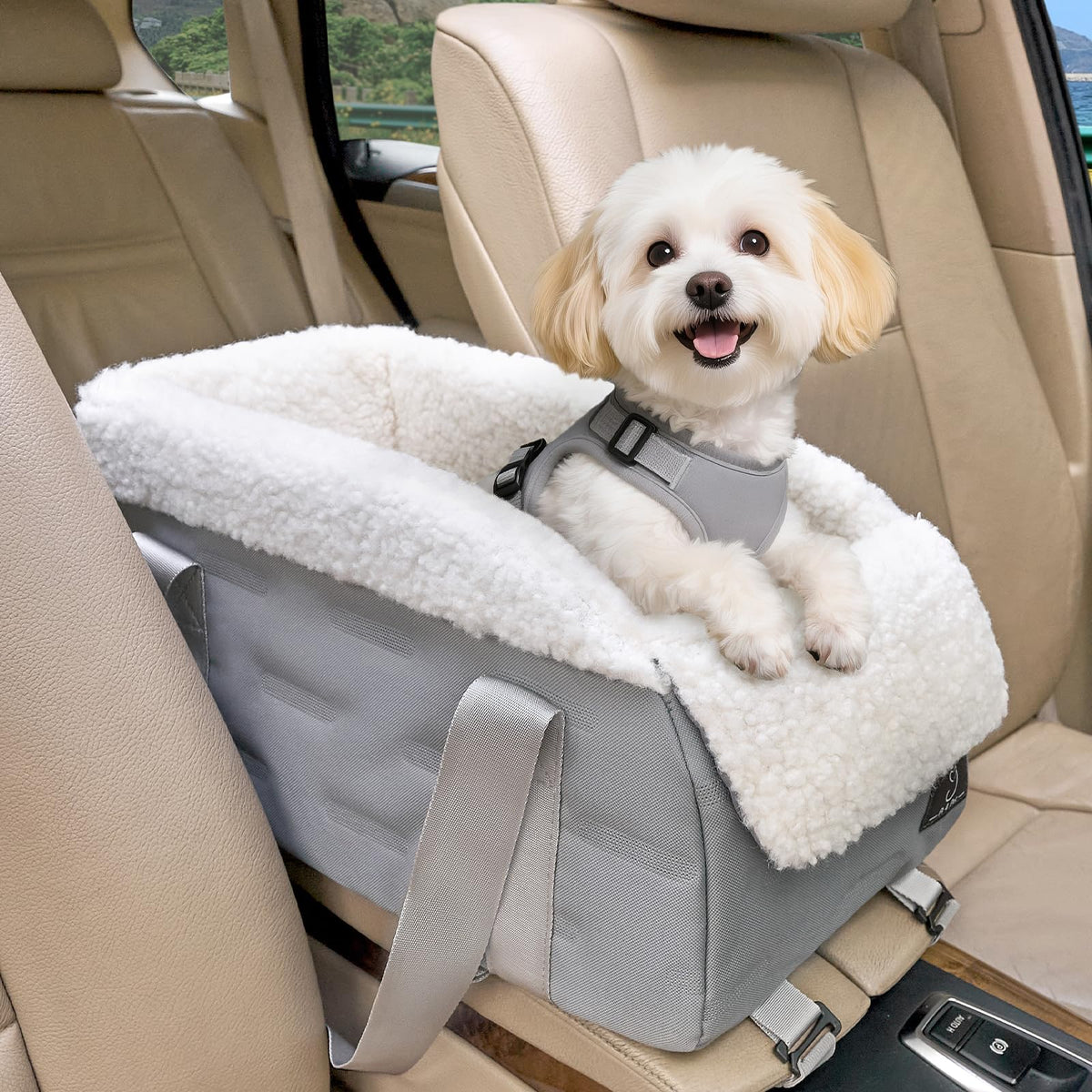 Siège-console A 4 Pet pour petit chien, maintien stable et proche du conducteur.