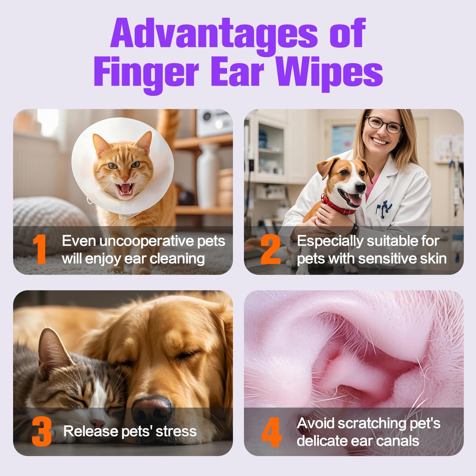 AAIHE Lingettes Oreilles Chien — adaptées aux chiots et chiens adultes.