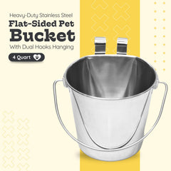 AASPIRE PETS seau inox 4 quarts avec crochets doubles, fixation sûre