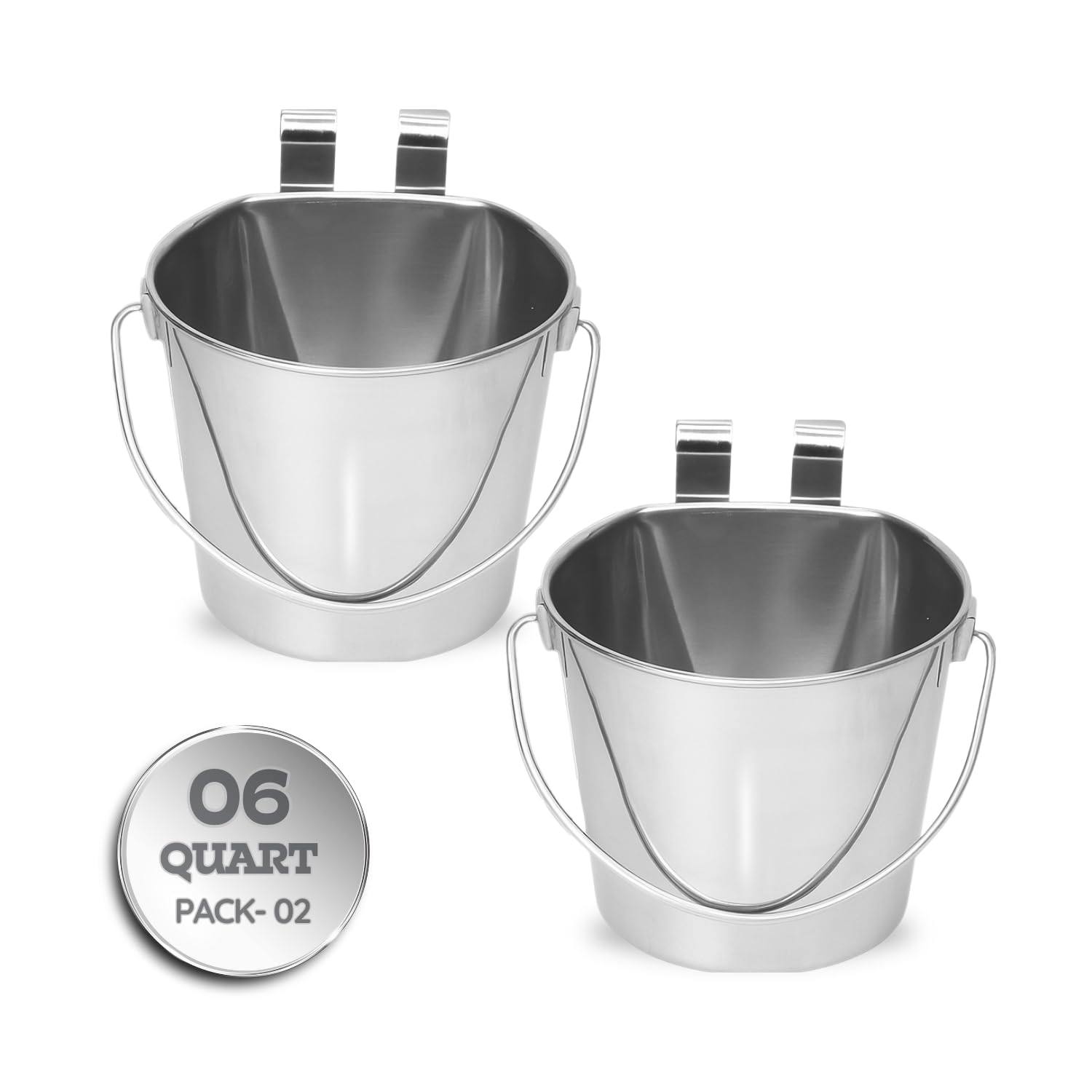 AASPIRE PETS: deux seaux inox plat 6 quarts pour stabilité et hydratation.