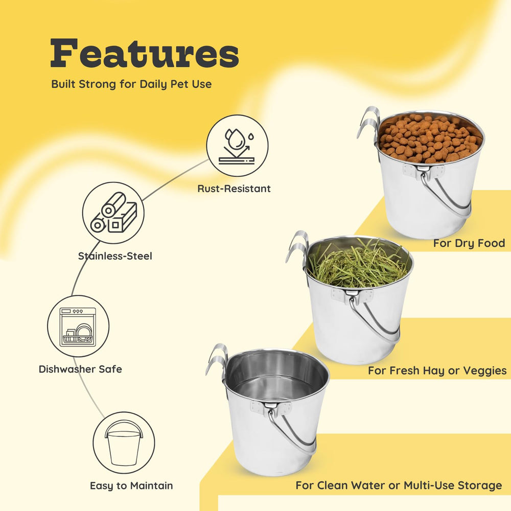AASPIRE PETS: seau inox plat 6 quarts pour usage intérieur et extérieur.