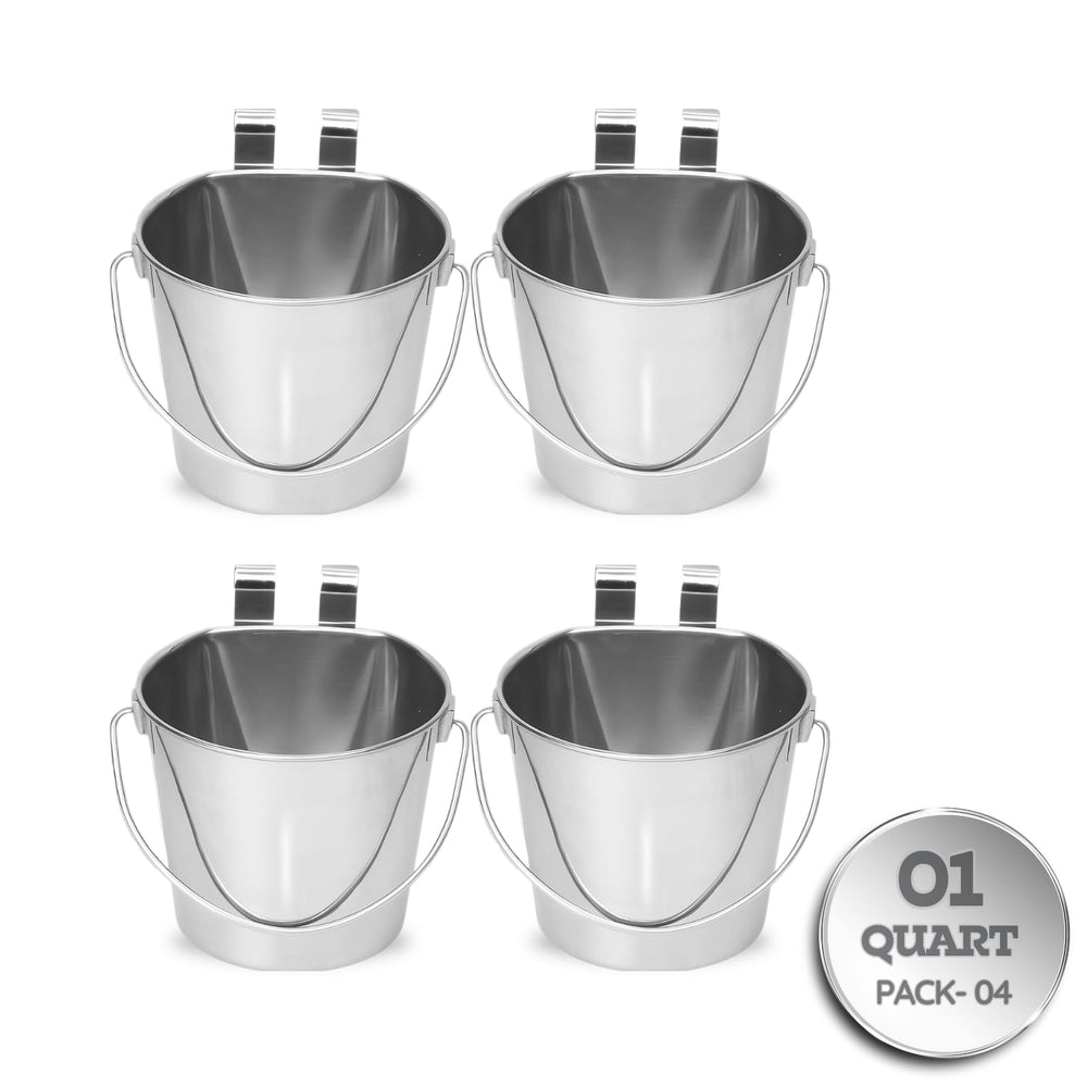 AASPIRE PETS seau inox plat avec attaches doubles, fixation sûre sur cage et porte