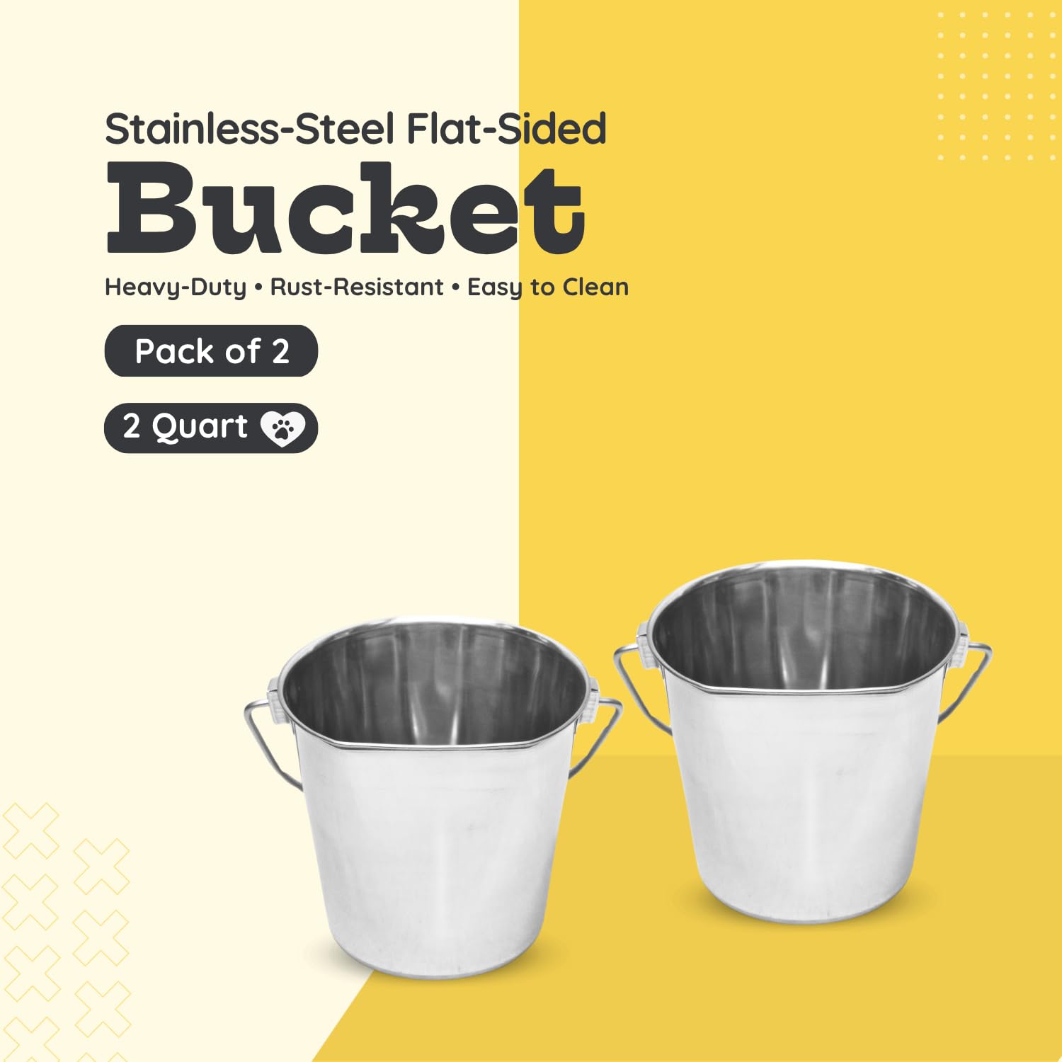 AASPIRE PETS seau plat inoxydable 9 quarts stabilité améliorée.