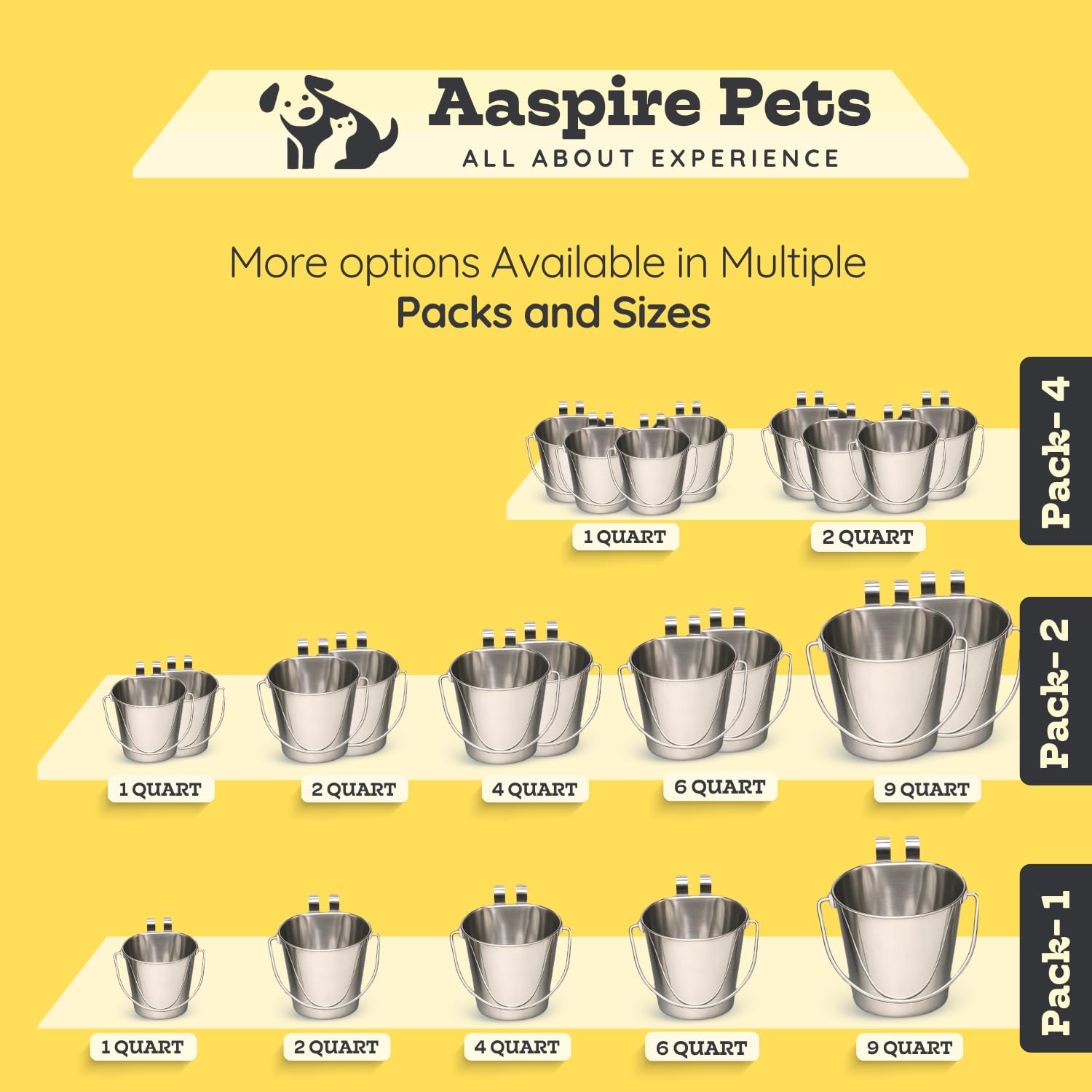 AASPIRE PETS ensemble de 4 seaux pour multiples stations alimentaires