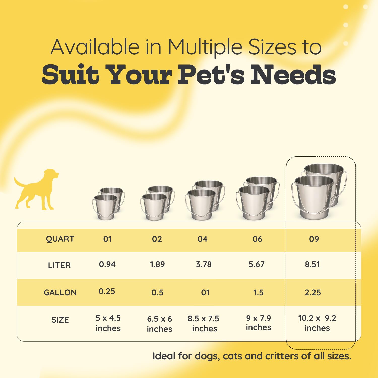 Seau AASPIRE PETS bord lisse pour remplissage sans éclaboussures.