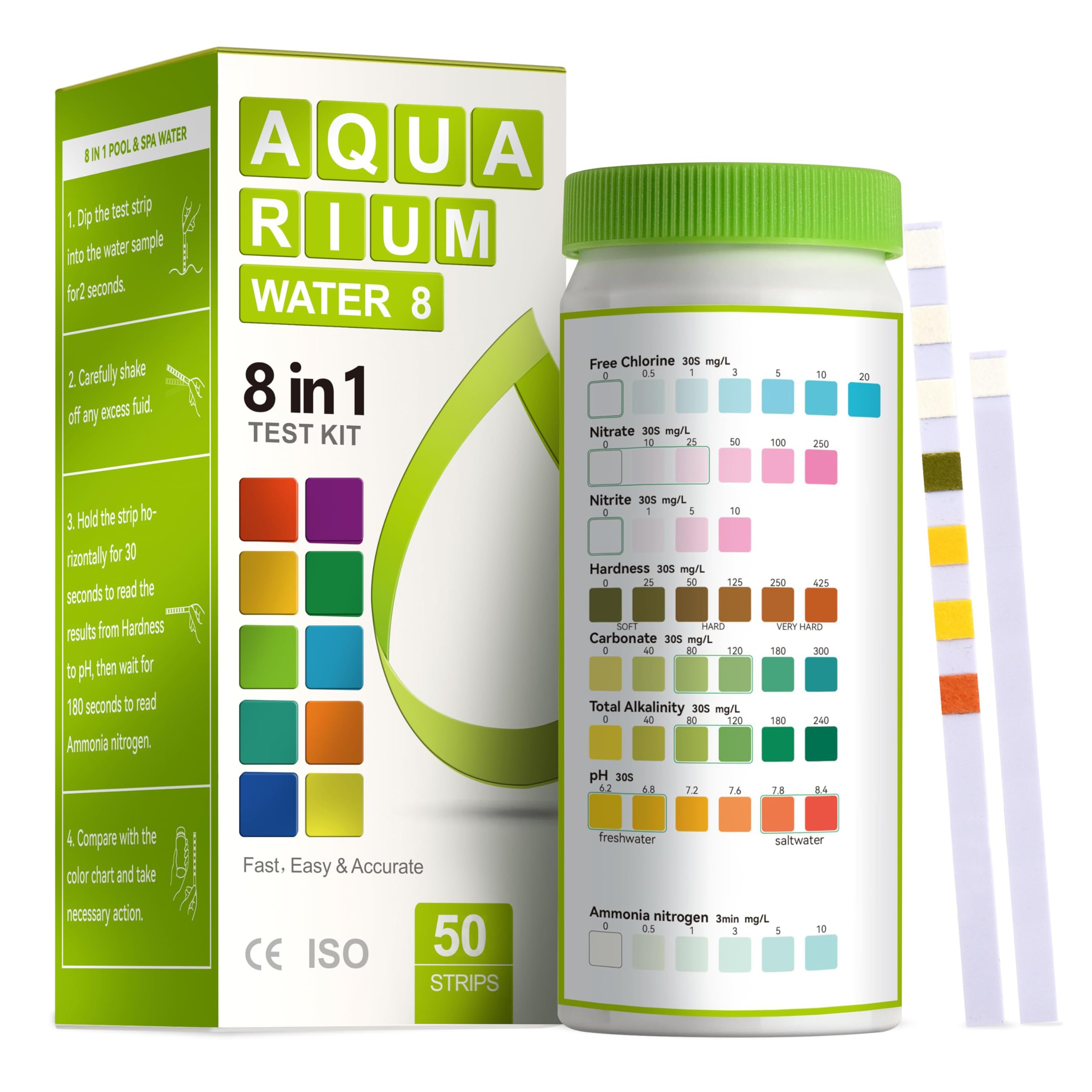 AAwipes bandelettes-test-eau-8en1, détection rapide des paramètres clés pour l'aquarium