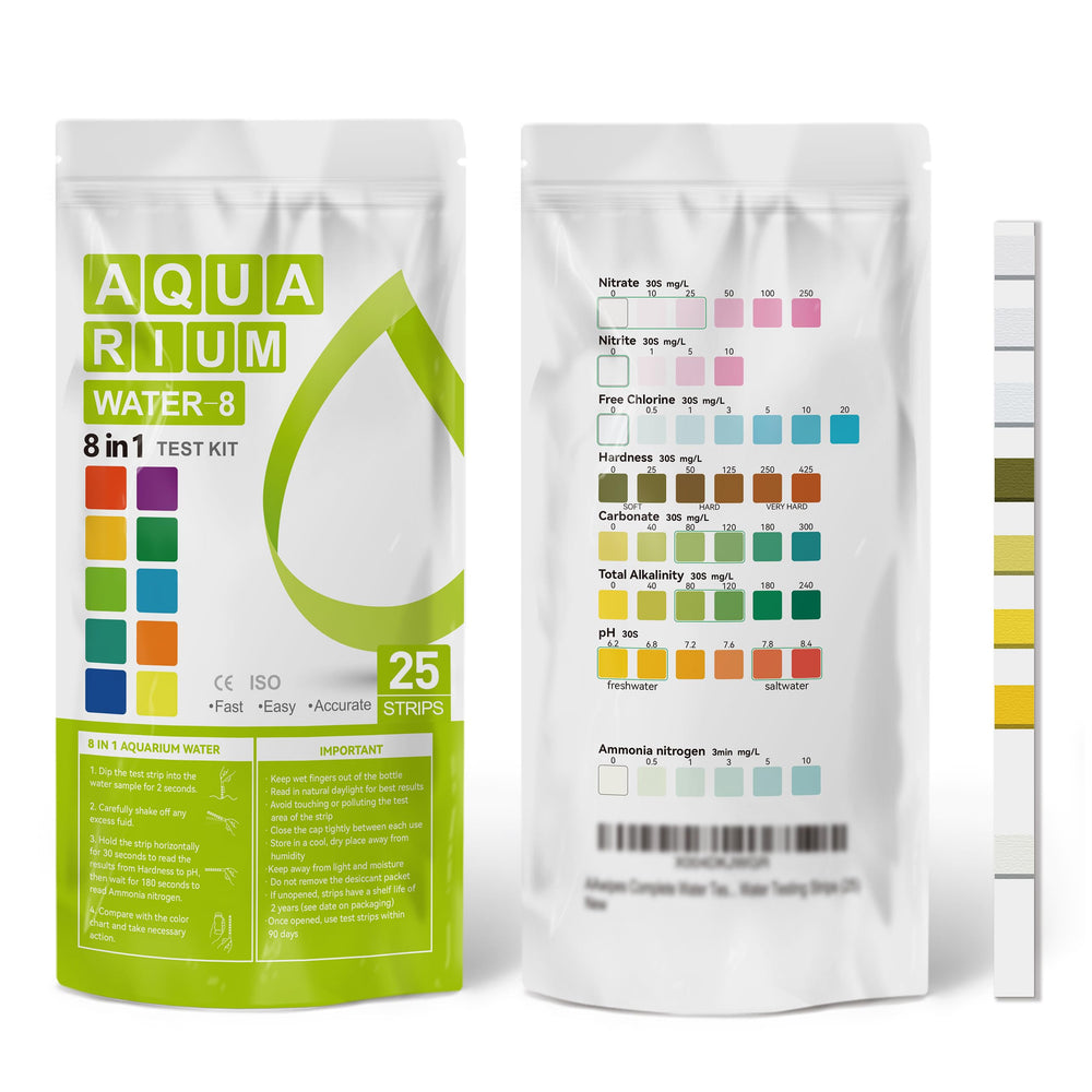 AAwipes bandes-test aquarium montrant l’ammoniac et les paramètres clés