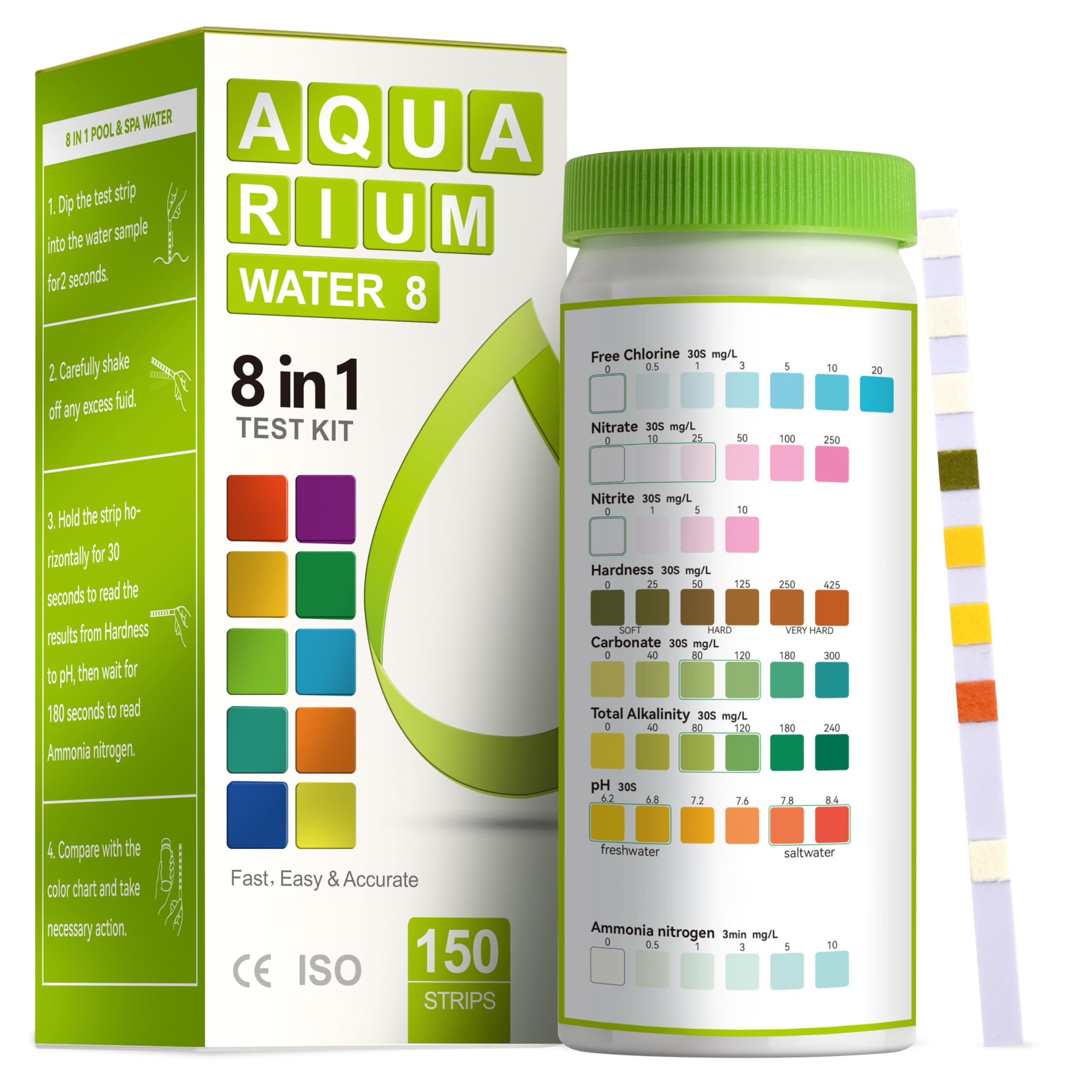 AAwipes kit test aquarium 8 en 1 pour eau douce et salée.