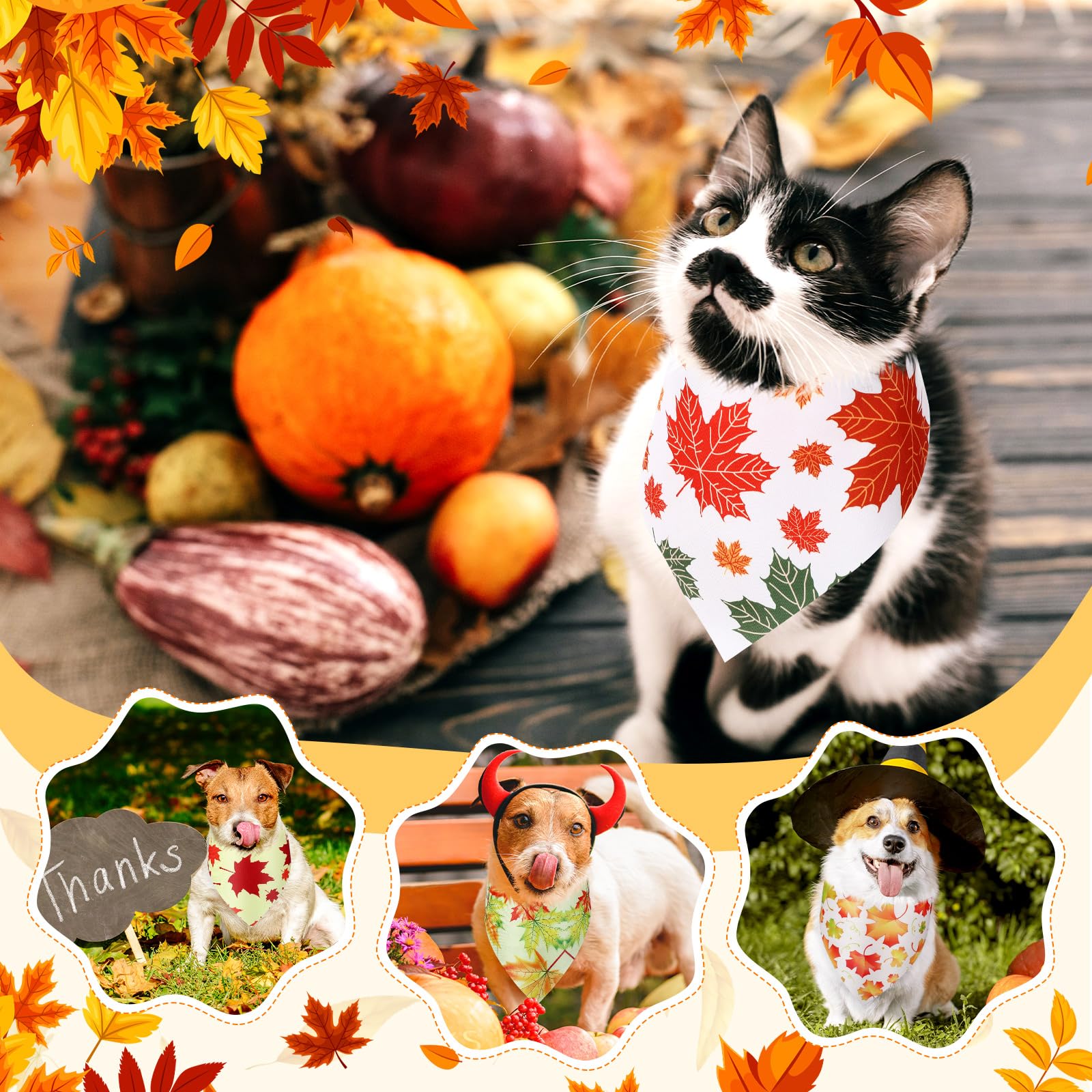 Abbylike bandana motifs automne, idéal pour personnaliser les sorties et les photos.