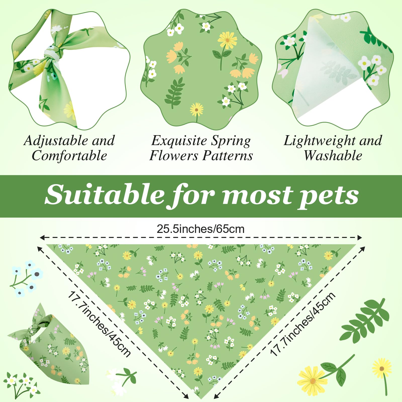 Bandanas Abbylike pour chien – couleurs vives, style printanier pour balades.