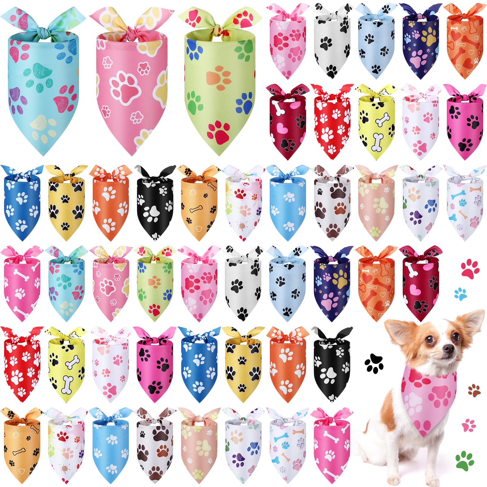 Abbylike bandanas imprimé patte pour chien, idéal pour sorties quotidiennes.