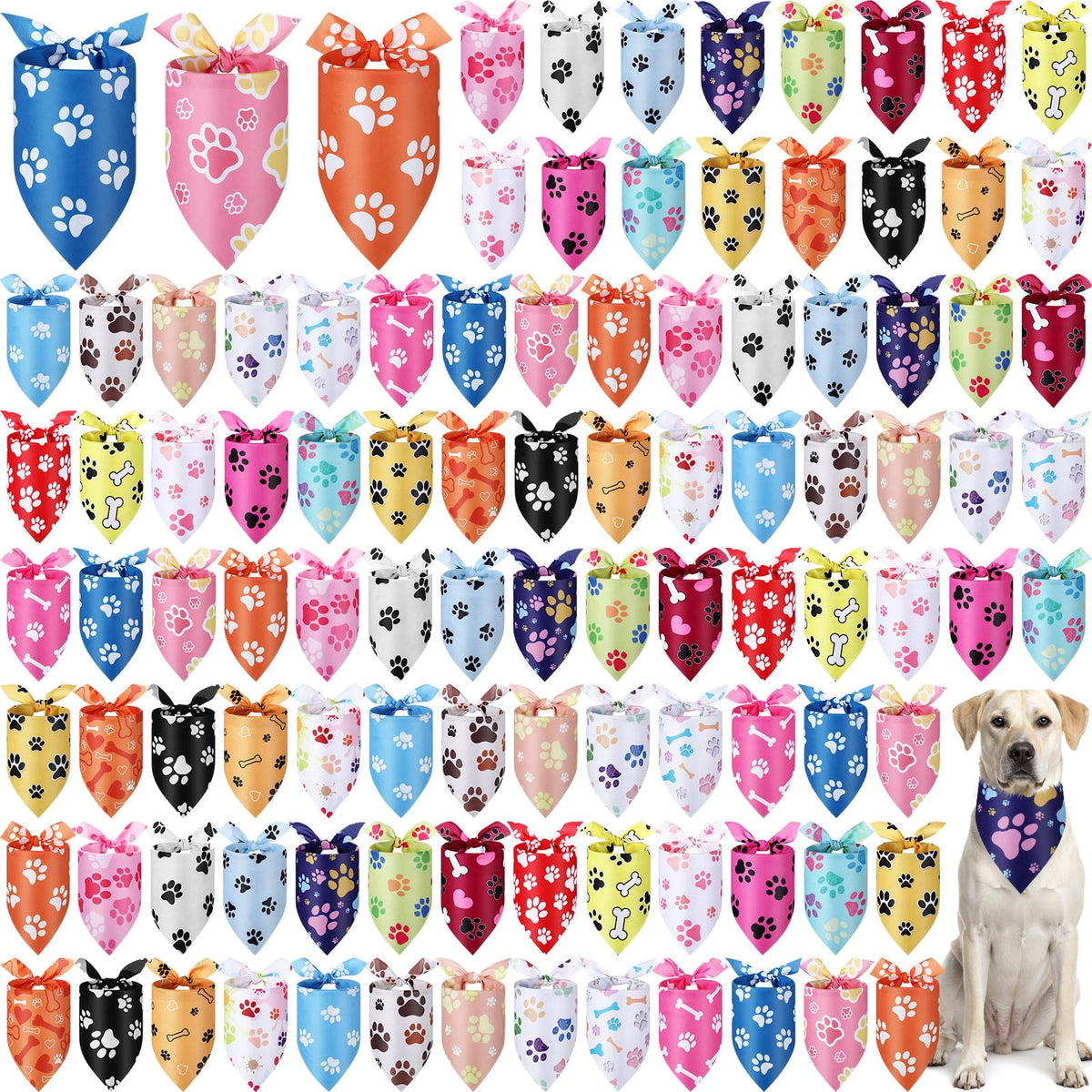 Abbylike bandanas empreinte patte chien, accessoire élégant pour photos et promenades.