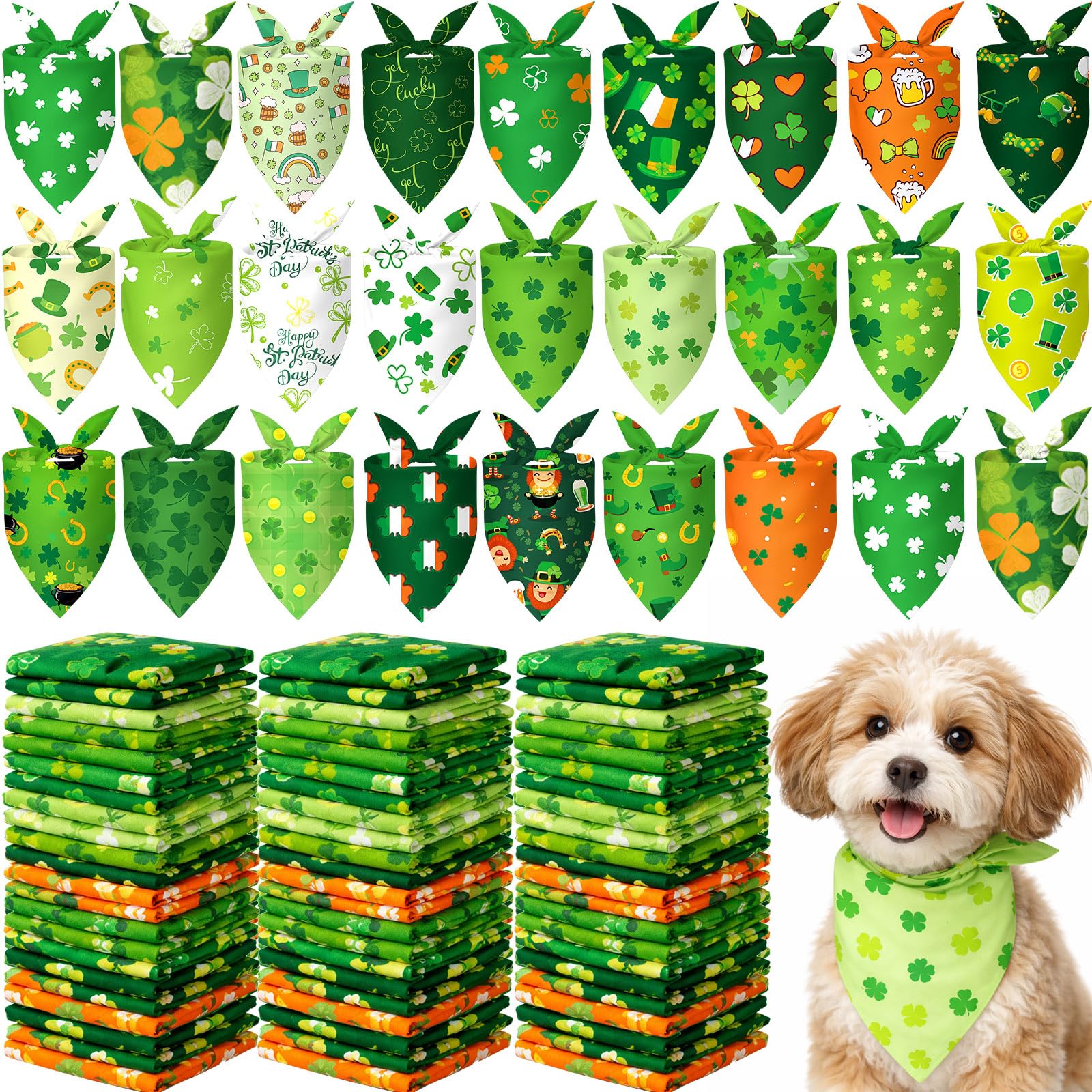 Abbylike bandana Saint-Patrick motif trèfle pour chien, style festif et adorable.