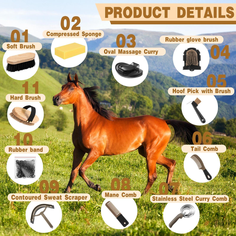 Abbylike brosse massage ovale pour détendre le cheval et démêler les poils