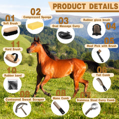 Abbylike brosse massage ovale pour détendre le cheval et démêler les poils