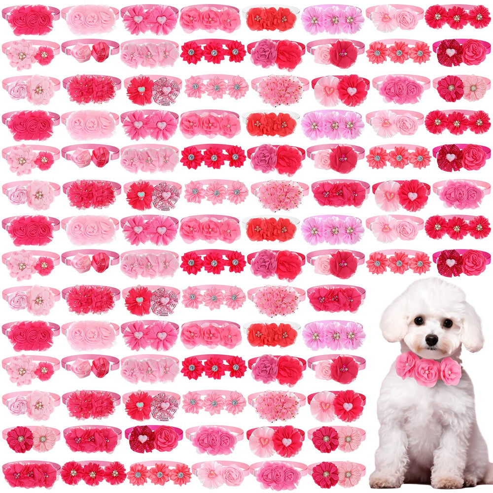 Abbylike collier chat noeud-fleurs rose, accessoire doux et festif.