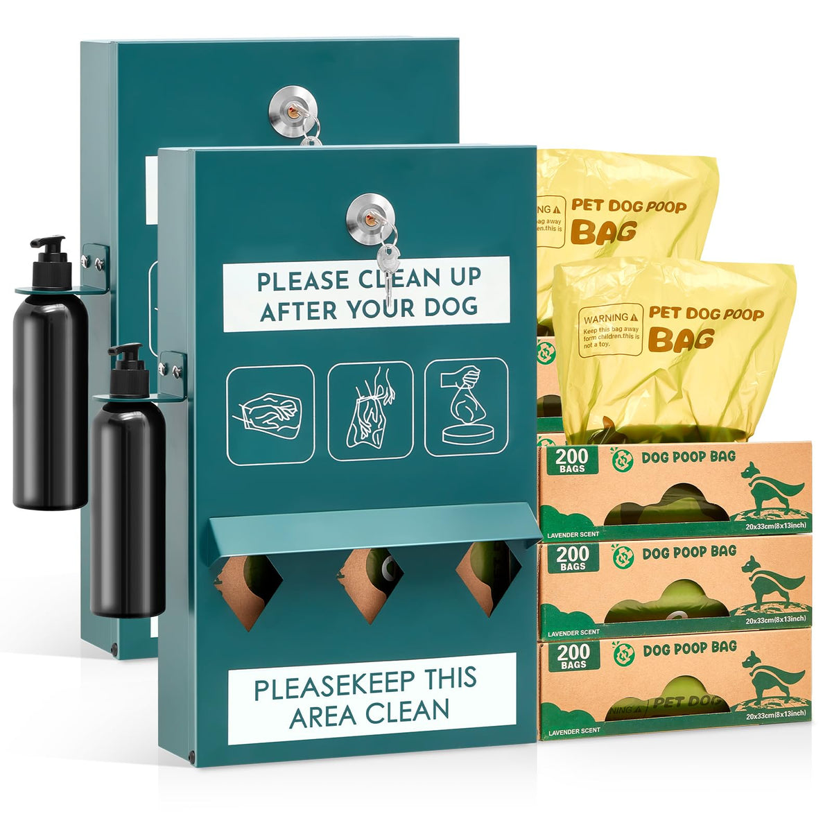 Distributeur Abbylike pour sacs extérieurs en vert, pratique et accessible.