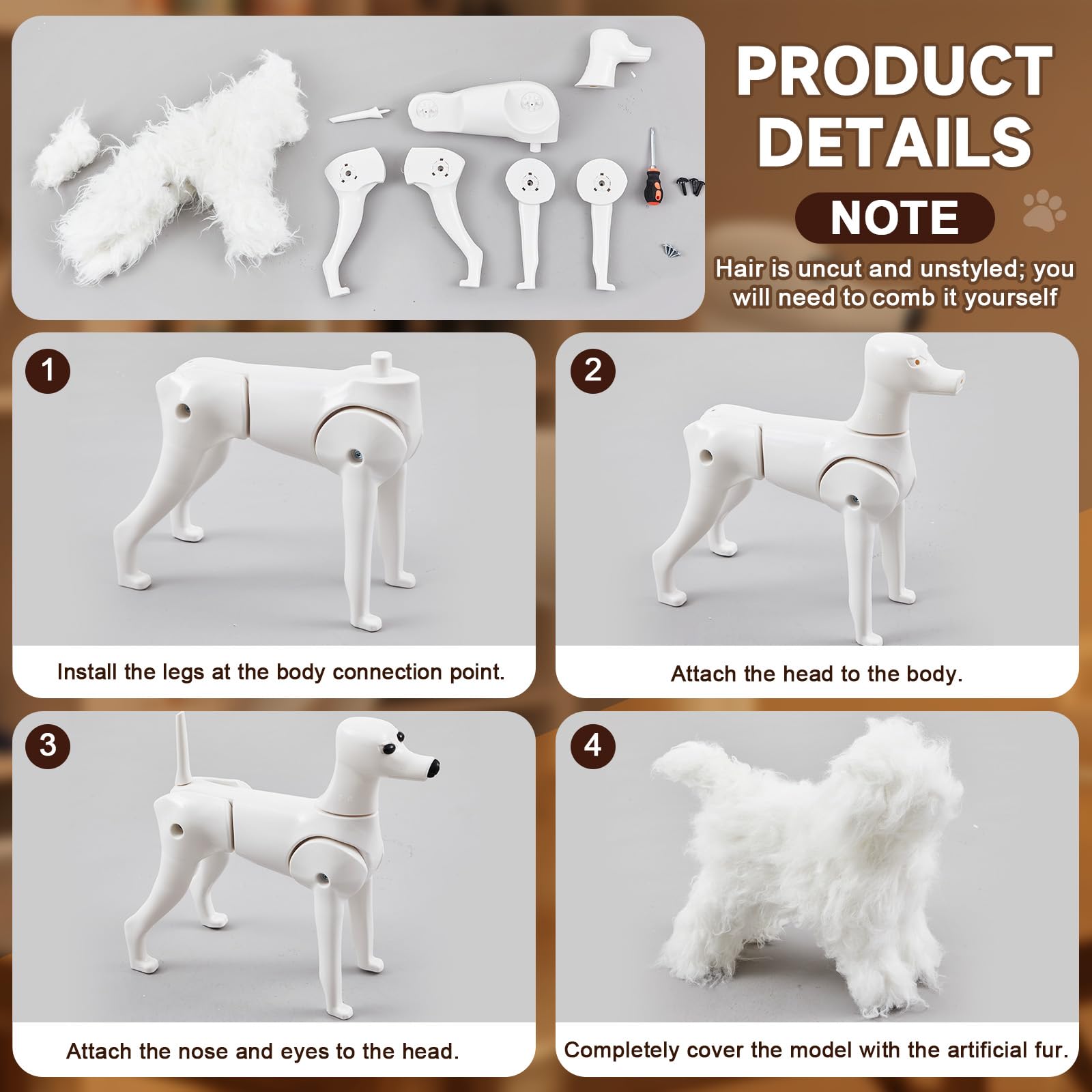 Modèle caniche réaliste Abbylike: cadre plastique stable et articulations