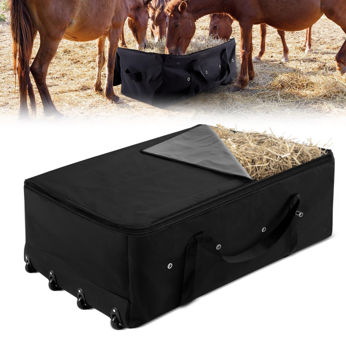 Abbylike sac à foin roulant 46x23x16 pouces, grande capacité pour deux ballots.