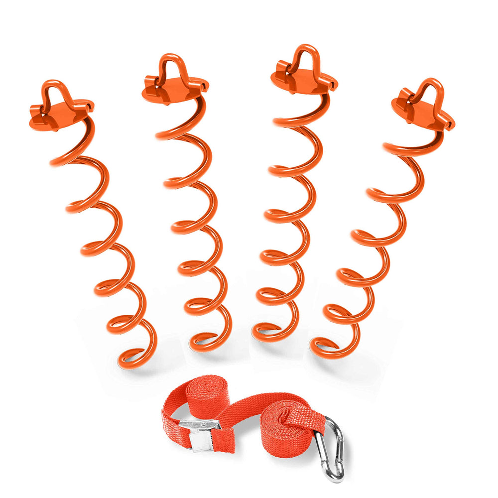 ABCCANOPY Ancrage spirale 10 pouces avec sangles orange pour une installation stable.