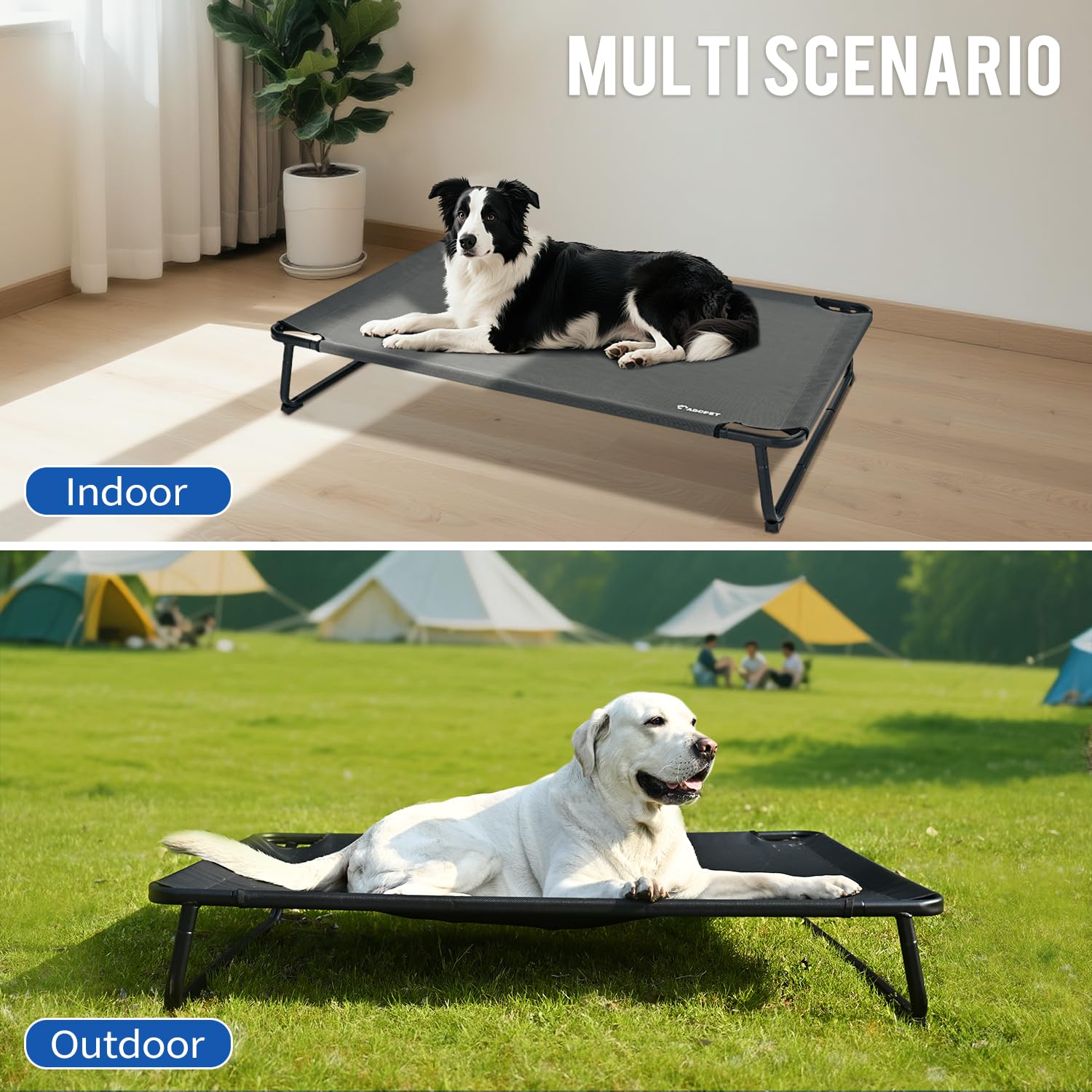 ABCPET utilisation intérieure et extérieure, grande polyvalence du lit.