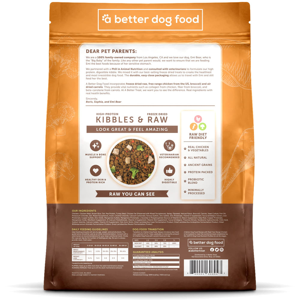 A Better Treat abetter-treat-nourriture-chien-ingredients-simples: traçabilité et qualité visibles.