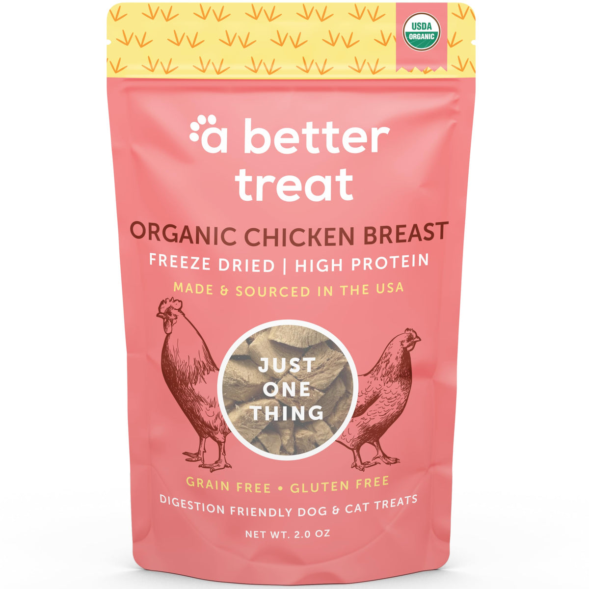 A Better Treat: poitrine de poulet lyophilisée pour chien, récompense protéinée et digeste.