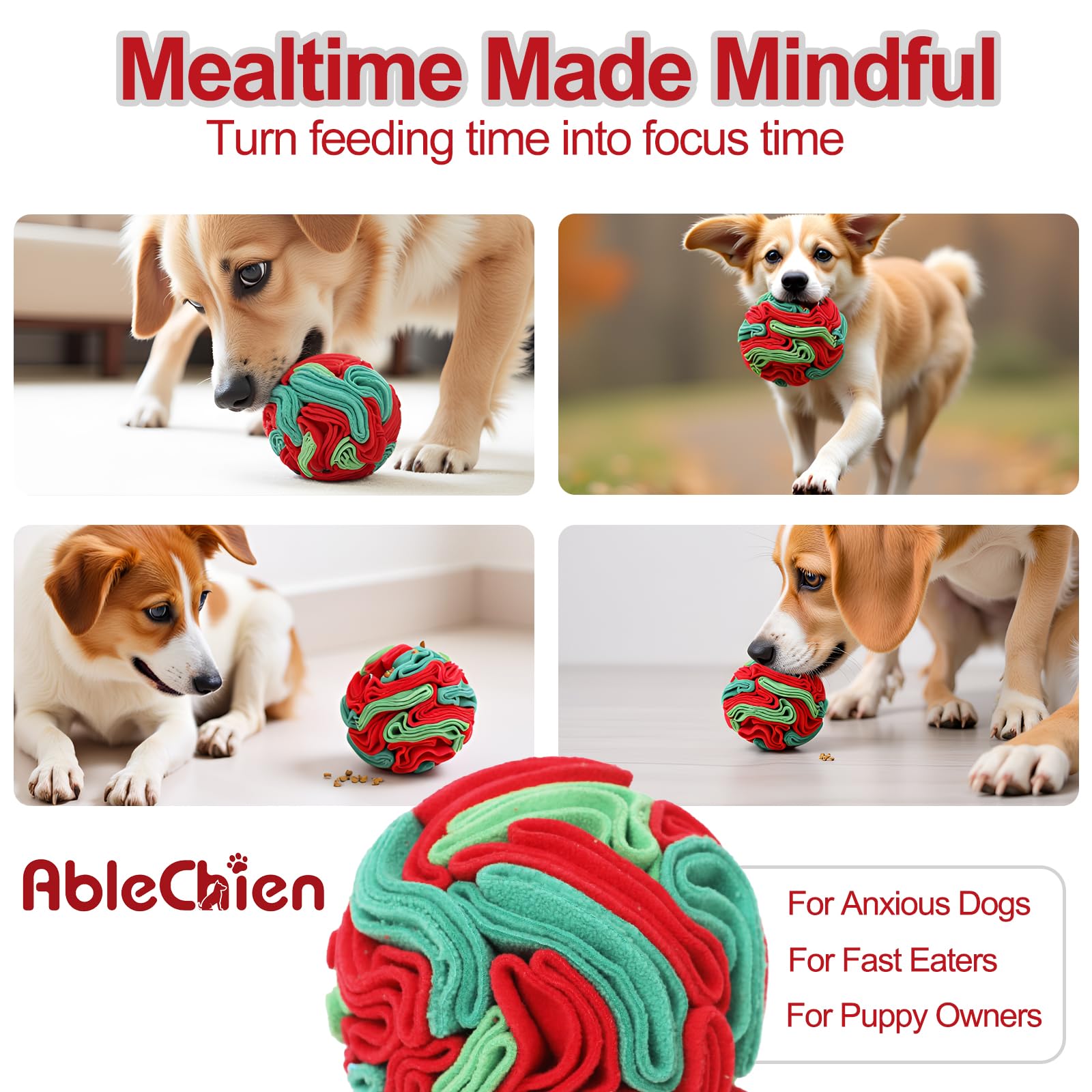 Ablechien Snuffle Ball – cadeau idéal de Noël pour petits et moyens chiens.