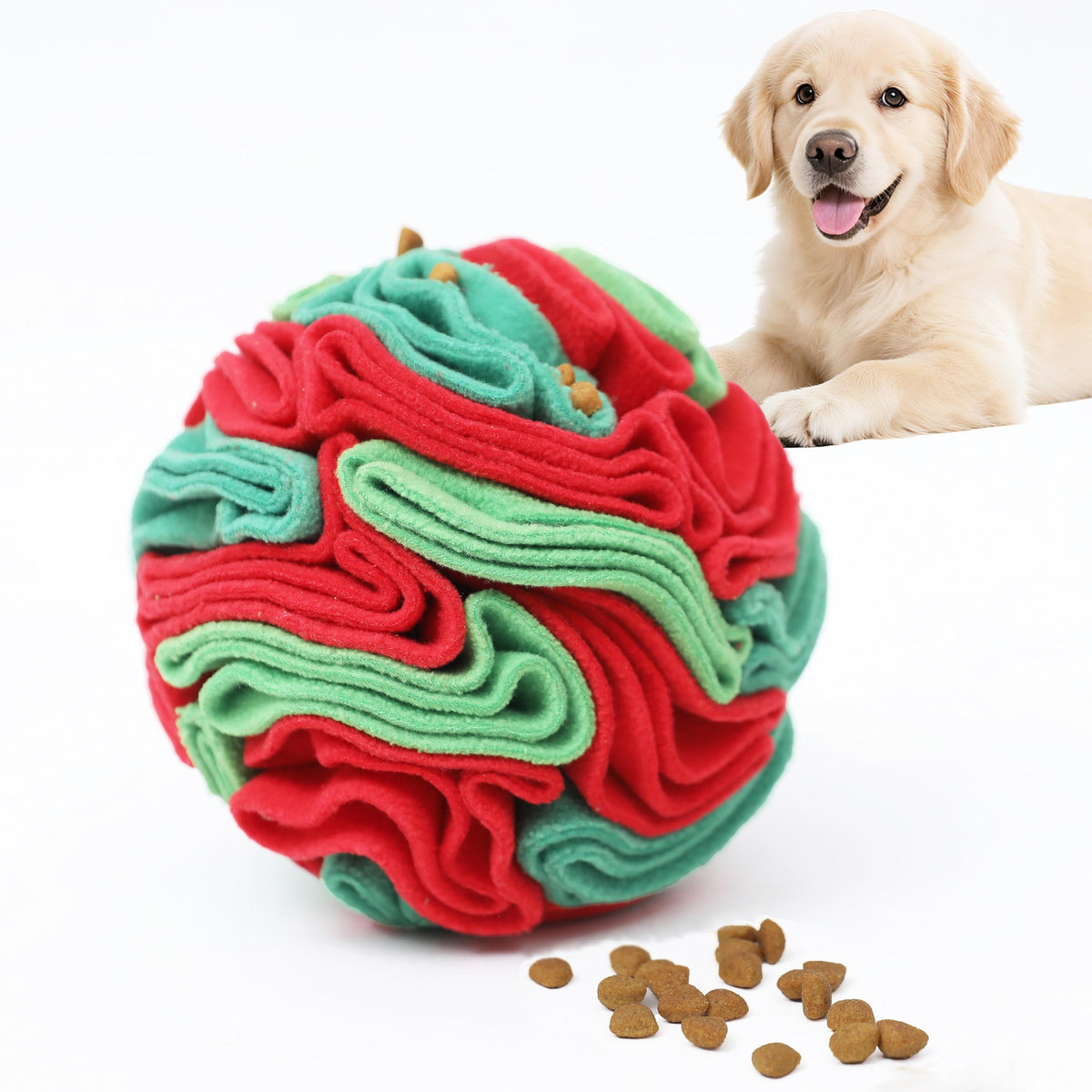Ablechien Snuffle Ball – jouet interactif pour chiens stimulant l’olfaction et l’exploration.