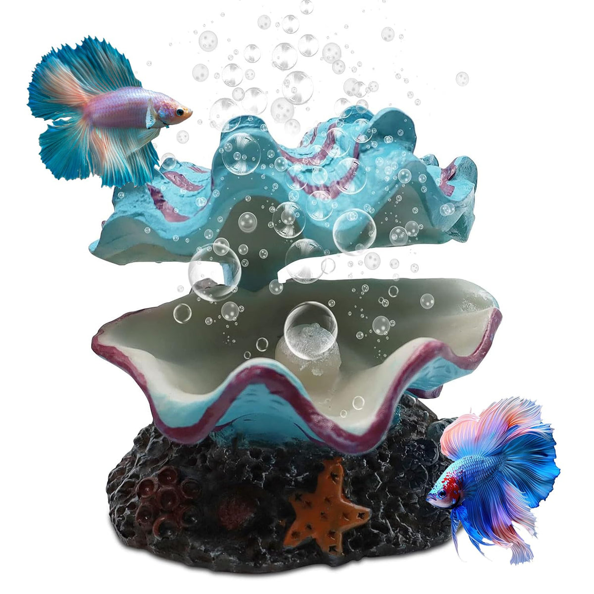 Abnaok Coquille Aquarium Bulles Air: bulles d’air apaisantes pour l’oxygénation du bac
