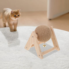 Aboofan balle sisal en rotation sur cadre bois robuste pour jeux.