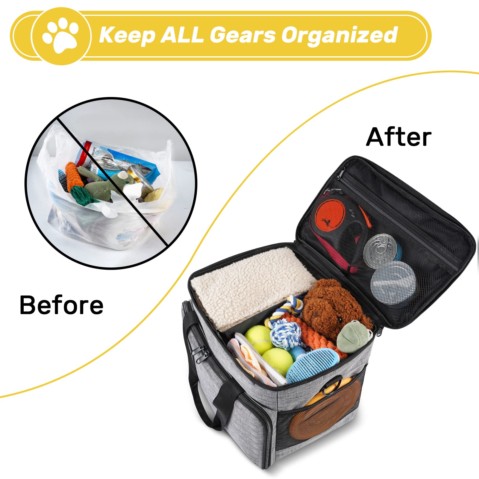Abrimelodi sac voyage chien avec poignee et sangle pour transport