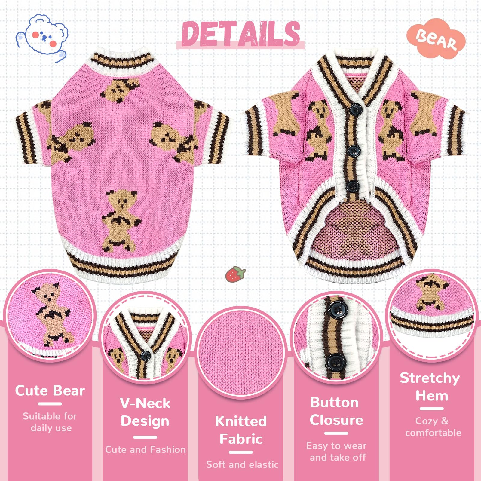 Cardigan ABRRLO boutons rose, habillage rapide et pratique.