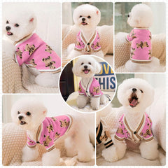 Cardigan ABRRLO pour chien ours rose, allure élégante et confort quotidien.