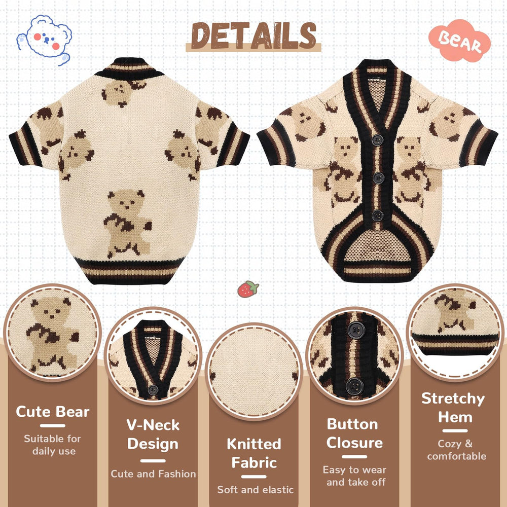 ABRRLO gilet doux ours petit-chien, bouton pratique pour enfiler.