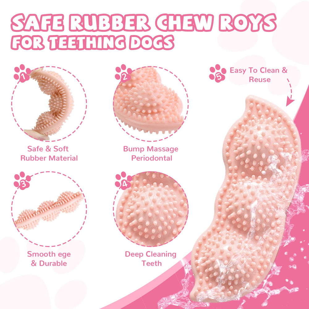 ABRRLO jouet tressé doux rose 1 – texture douce pour poussée dentaire