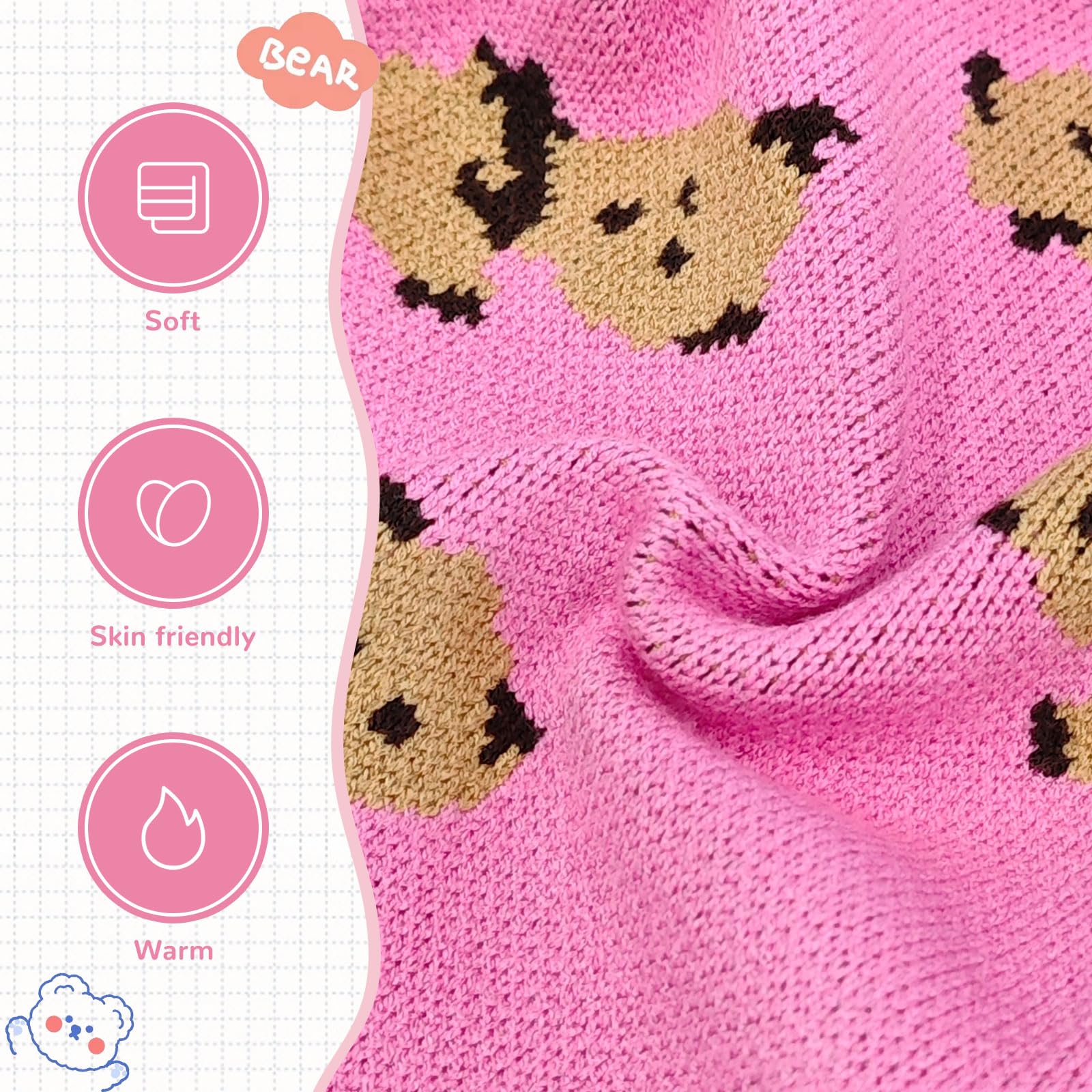 Pull hiver ABRRLO chien ours rose, chaleur douce et confortable.